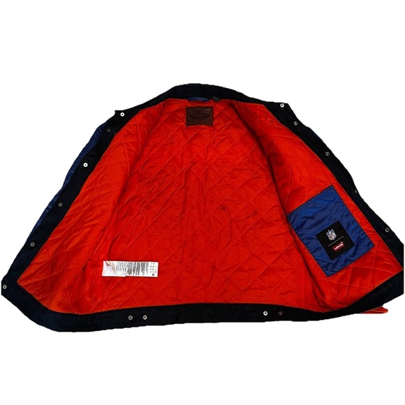 Levi's NFL Denver Broncos Jean Denim Varsity Trucker Jacket Button Blue Size XL - Picture 5 of 13